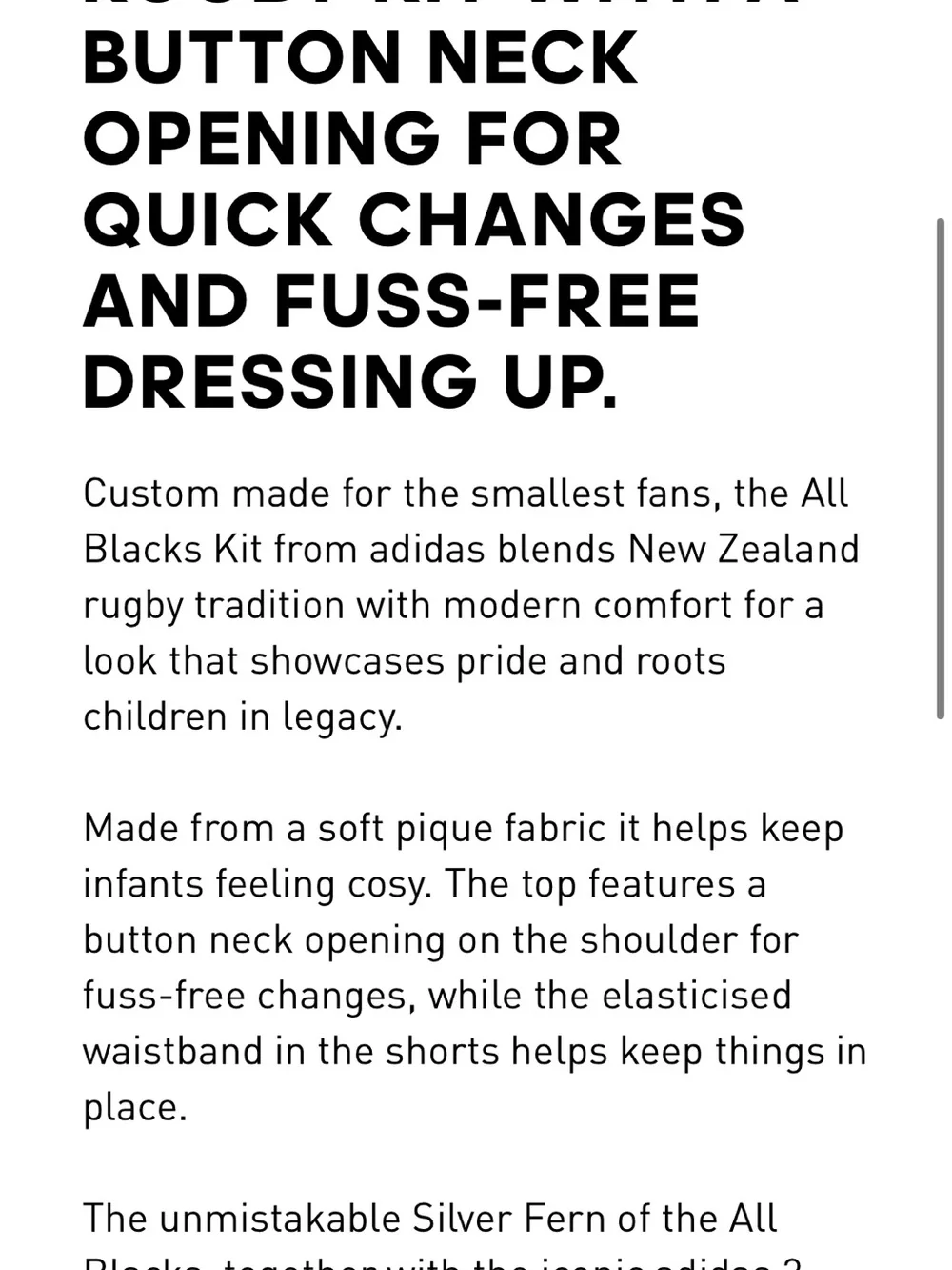 adidas Kids All Blacks Home Jersey Set in Black